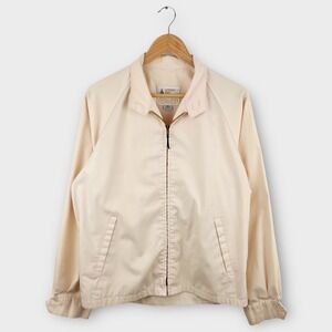 Vintage Harrington Jacket London Fog Mens 42 Cropped Beige Zip Lightweight